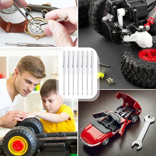 Miniatura 7 de Honoson 10 piezas de destornilladores de bolsillo, mini puntas y clips de bolsillo, pequeño destornillador magnético ranurado con cabeza de hoja