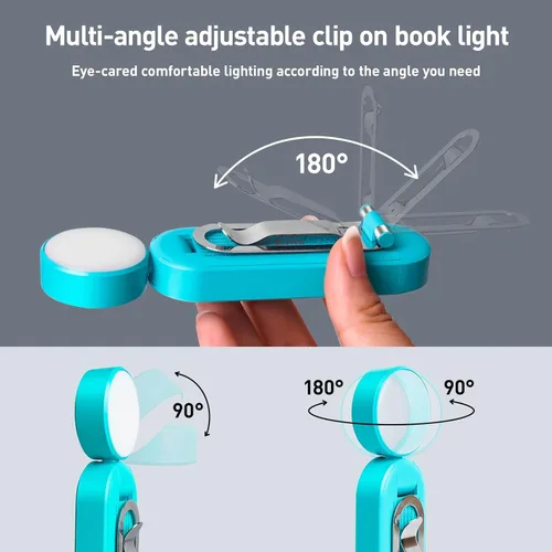 Miniatura 5 de VAVOFO Luz de Lectura Recargable por USB, Bloqueo de Luz Azul, Luz Ámbar con Clip en Forma de Marcapáginas, Cuidado Ocular, 6 LEDs Luz de Libro