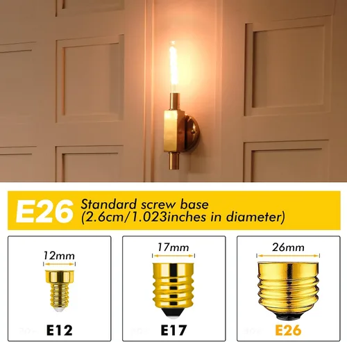 Miniatura 5 de Bombillas tubulares regulables E26 de 40 W, bombillas LED T10 de 4 W, 2200 K, blanco suave tipo T Bulbo sin parpadeo, para lámpara de araña