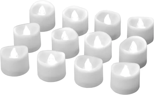 Velas LED eLander sin llama, con temporizador, 6 horas encendidas y 18 horas apagadas, 3,5 x 3,3cm1.3 pulgadas, blanco cálido, [12 unidades] Blanco