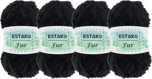 Miniatura 40 de Estako Piel 100% poliéster, suave, súper grueso, esponjoso, pelo sintético, hilo de tejer y ganchillo, 3.52 oz (100gr) 71 yardas (213.3 ft)