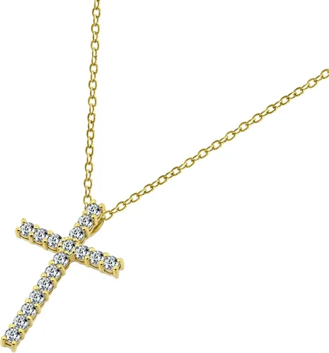 Miniatura 3 de Tienda Collection Platinum or Gold Plated Sterling Silver Cross Pendant Necklace with Infinite Elements Zirconia, 18