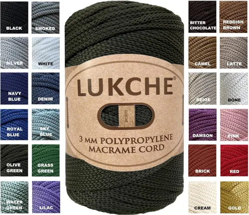 Miniatura 49 de Cordón de macramé de poliéster premium de 3 mm (134.72 metros), (250 g) 100% cuerda de macramé de polipropileno, hilo de crochet de macramé colorido