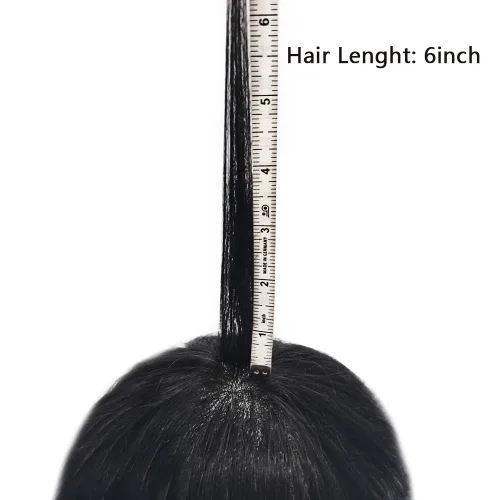 Miniatura 7 de Toupee para hombres Pieza de cabello humano real para hombres Sistema de reemplazo de cabello fino Mono Mens Toupee Piezas de pelo Poly Men