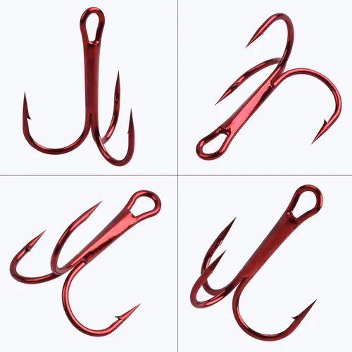 Miniatura 6 de Ganchos agudos rojos de pesca, 80/120 unidades, afilados, redondos, curvados, agudos, ganchos de acero de alto carbono para lubina, trucha, agua