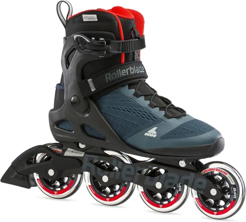 Rollerblade Macroblade 90 Patines en línea de fitness para hombres adultos, Azul Orión/Naranja Picante, Patines en línea de rendimiento