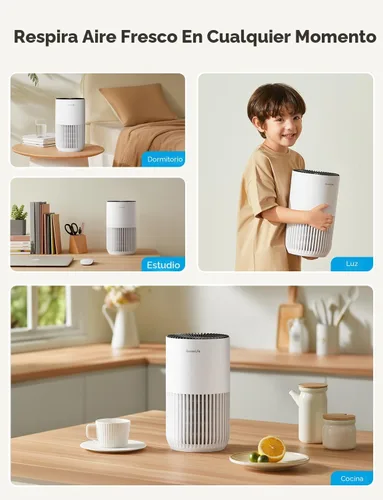 Miniatura 8 de GoveeLife Mini purificador de aire para dormitorio, purificador de aire de filtro inteligente con aplicación Alexa Control para pelo de mascotas