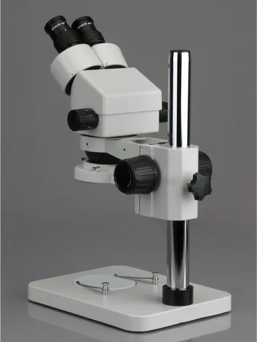 Miniatura 4 de Microscopio binocular estéreo 7X-45X con soporte de pilar de 14" y luz de anillo de 64 LED