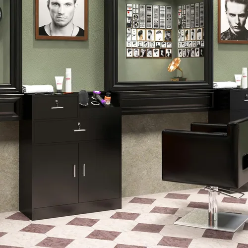 Miniatura 2 de OmySalon Estación de almacenamiento de peluquería con cajón de bloqueo, estación de peluquería de belleza, equipo organizador para estilista, 5