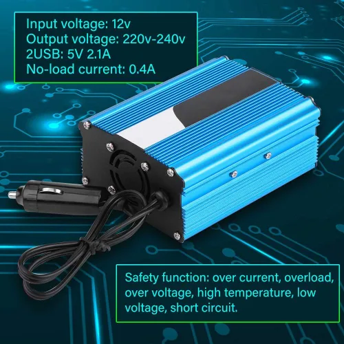Miniatura 3 de 500W DC 12V a AC 220V-240V pico 600W convertidor de coche adaptador USB dual
