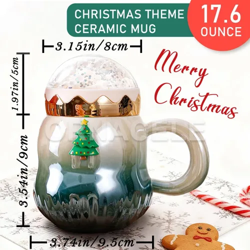 Miniatura 2 de Taza de Navidad, lindas tazas de té de cerámica con tapa de Santa, taza novedosa para leche, café, chocolate caliente, regalo de Navidad