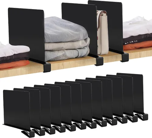 Miniatura 10 de JOY DECOR Paquete de 6 Divisores de Estantes Acrílicos Transparentes para Organizador y Almacenamiento de Armarios, Separadores de Estantes