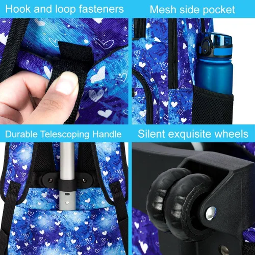 Miniatura 5 de 3 piezas de mochila rodante para mujeres y hombres, bolsa de 21 pulgadas para adultos con ruedas, juego de mochilas con ruedas para niñas y niños