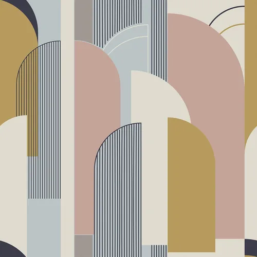 VEELIKE Arches Papel Tapiz Geométrico Despegar y Pegar Papel Tapiz Boho Arte Geométrico Mural de Pared 17.7''x118'' Papel Tapiz Abstracto Moderno