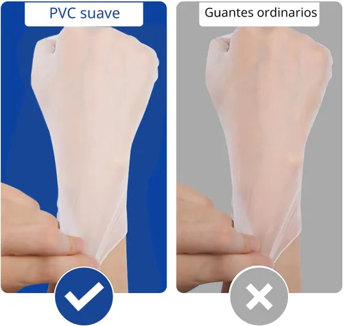 Miniatura 3 de Guantes desechables, guantes de vinilo transparente Squish sin látex, guantes de salud para cocina, manejo de alimentos, 100 unidades/caja, talla M