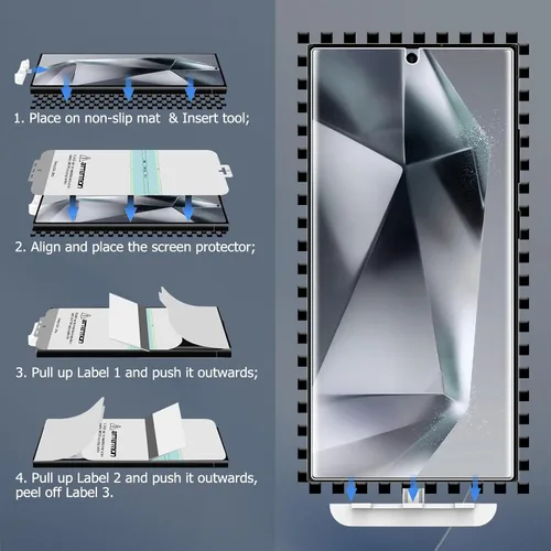 Miniatura 7 de LYWHL Paquete de 3 protectores de pantalla para Samsung Galaxy S24 Ultra, película de hidrogel de TPU flexible y duradera, protección de cobertura