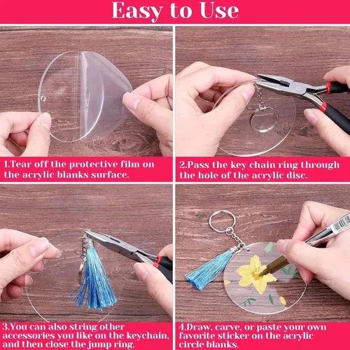 Miniatura 8 de Cludoo Adornos acrílicos transparentes de 3 pulgadas para manualidades, 30 piezas de adornos de acrílico redondo transparente en blanco con agujero