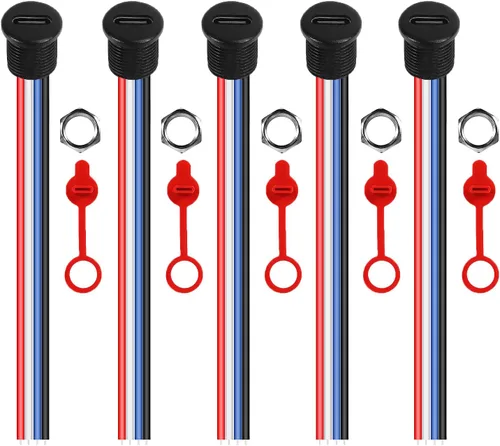 Miniatura 8 de 5PCS Tipo-C Chasis Hembra Tipo-C Conector de enchufe hembra Jack Impermeable Puerto de carga hembra 3A USB-C Cargador Enchufe Enchufe