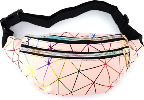 Miniatura 5 de 2 piezas holográficas negro oro azul rosa brillante plata púrpura Fanny Pack para mujeres gran linda cintura riñonera riñonera bolsa brillante