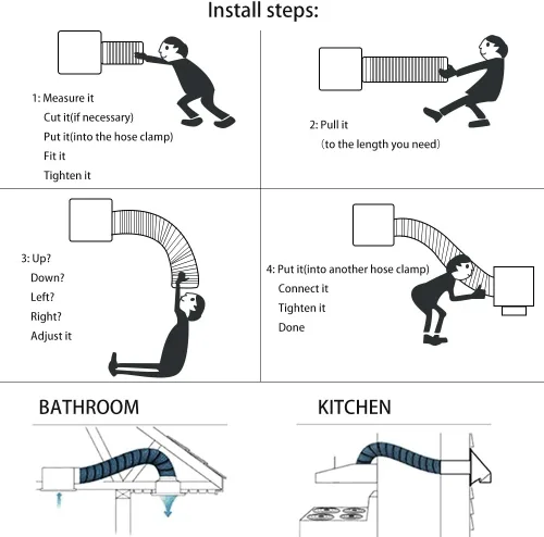 Miniatura 4 de Omont Manguera de ventilación para secadora de 4 pulgadas, 10 pies, tubo de conducto de aire flexible con aislamiento de aluminio, kit de manguera