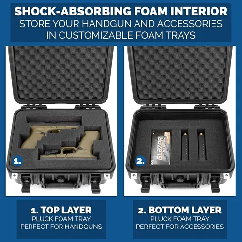Miniatura 4 de CASEMATIX Two Gun Hard Case for 2 Handguns - TSA Approved Waterproof & Shockproof 2 Pistol Hard Case, Double Handgun Case with Accessory Storage for