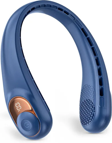 Miniatura 10 de TUNISE Ventilador de cuello, ventilador personal con pantalla LED, recargable USB-C, batería de 4000 mAh, ajuste de 3 velocidades y funcionamiento