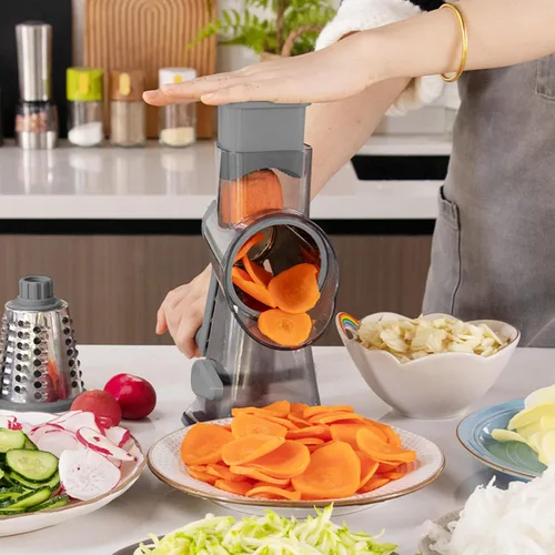 Miniatura 7 de KalraMay Rallador de Queso, Rallador de Queso Giratorio con Asa, Rallador de Queso Giratorio Multifuncional que Ralla sin Esfuerzo Queso, Verduras
