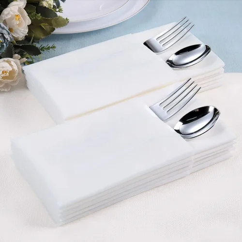 Miniatura 4 de FOCUSLINE 100 servilletas de baño desechables, toallas de papel suave y absorbente, toallas de mano de papel para baño, cocina, cena o evento