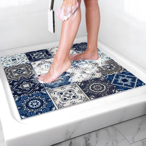 Miniatura 18 de Tapete de ducha antideslizante de 20 x 20 pulgadas, esponja de PVC para masaje, segura, antideslizante, cuadrado, tapete de baño de ducha suave