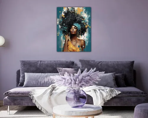 Miniatura 120 de Arte de pared afroamericano, decoración de rey y reina bailarín negro para sala de estar, arte de pareja de amor negro para dormitorio, lienzo