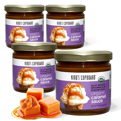 Miniatura 10 de King's Cupboard Salsa de caramelo orgánica: la salsa perfecta para helado, salsa de frutas, cobertura de postres, llovizna de caramelo para café