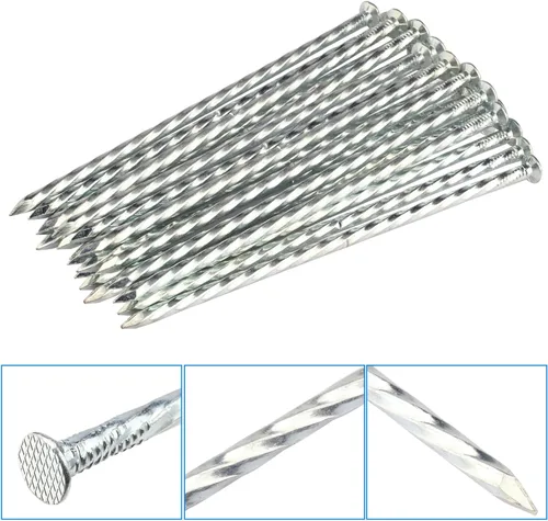 Miniatura 3 de 60 estacas de jardín galvanizadas de metal en espiral de 8 pulgadas, estacas de jardín de metal galvanizado no óxido, clavos de jardín para césped