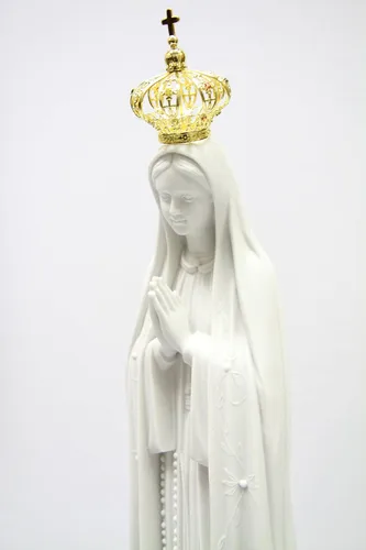 Miniatura 4 de Vittoria Collection Figura de escultura de Virgen María con corona blanca de 28 pulgadas, hecha en Italia, interior y exterior, para jardín, gruta