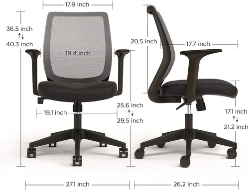 Miniatura 3 de Alera Wessex - Silla ergonómica de malla para oficina, silla giratoria de escritorio para computadora, altura de asiento ajustable, soporta hasta