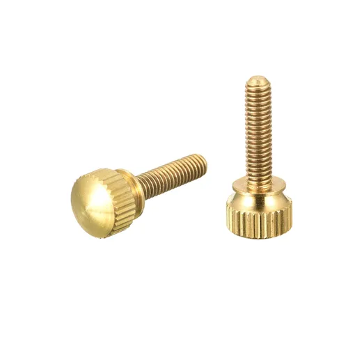 Miniatura 16 de uxcell 2 tornillos moleteados para el pulgar, pernos de hombro de latón M5x8mm, perillas de agarre escalonadas para PC, electrónicos, mecánicos