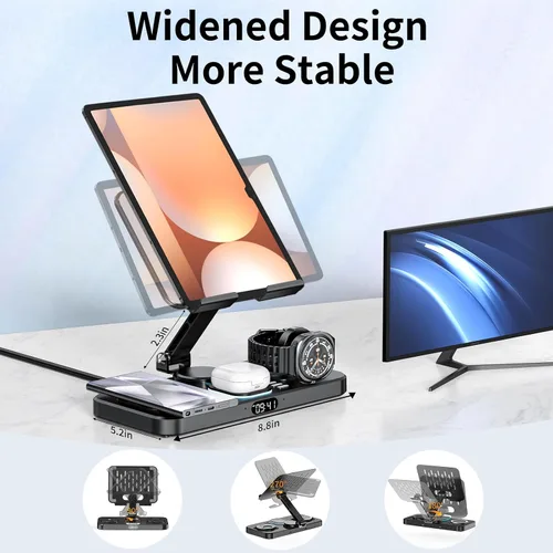 Miniatura 3 de Estación de carga inalámbrica magnética 6 en 1 para reloj Samsung, base de carga plegable para Galaxy S25/S24/S23/Note 20/Fold7/Flip7/Galaxy Watch