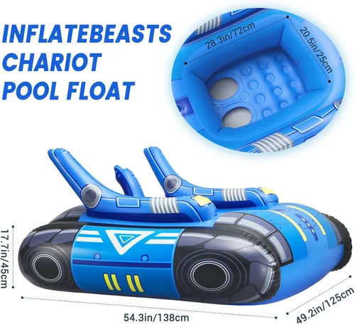 Miniatura 7 de Chariot Flotador inflable grande para piscina para adultos con pistolas de agua de acero inoxidable, flotadores de natación con cañón de agua