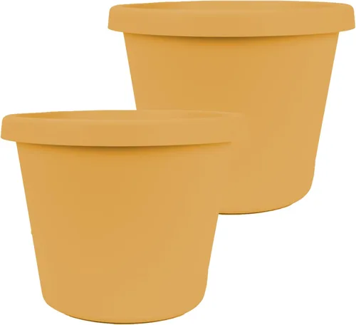Miniatura 28 de The HC Companies Maceta redonda de plástico Prima con borde enrollado - Maceta para flores ligera y resistente a los rayos UV para hierbas y más