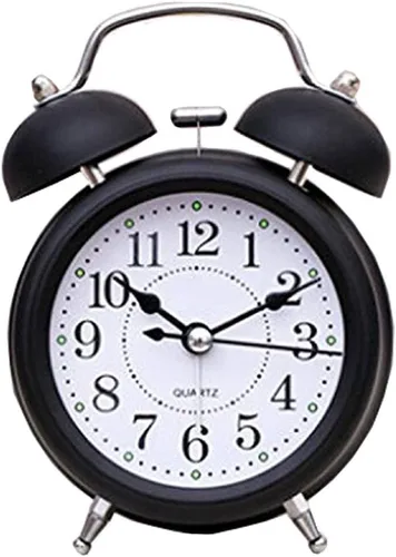 Miniatura 3 de Reloj de escritorio creativo de cuarzo de 6 pulgadas, 3D, dos campanas, diseño moderno, silencioso, sin tictac, analógico, para niños, con luz