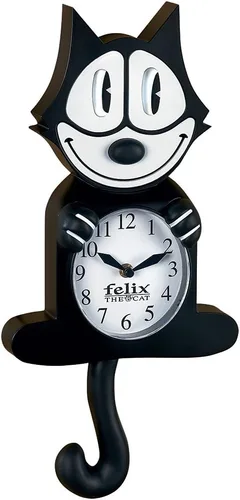 NJ CROCE COMPANY INC - Reloj de pared coleccionable de dibujos animados auténticos Felix The Cat con ojos y cola en movimiento