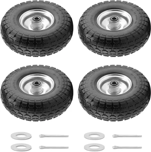 Miniatura 10 de BIEAMA Paquete de 2 neumáticos y ruedas de PU sólido de 10", neumático y rueda 4.10/3.50-4 libres de pinchazos, ruedas de repuesto para carrito