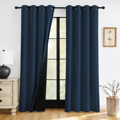 Miniatura 8 de RYB HOME Cortinas opacas grises de 63 pulgadas de largo para dormitorio, cortinas de ventana 100% opacas con aislamiento térmico y reducción