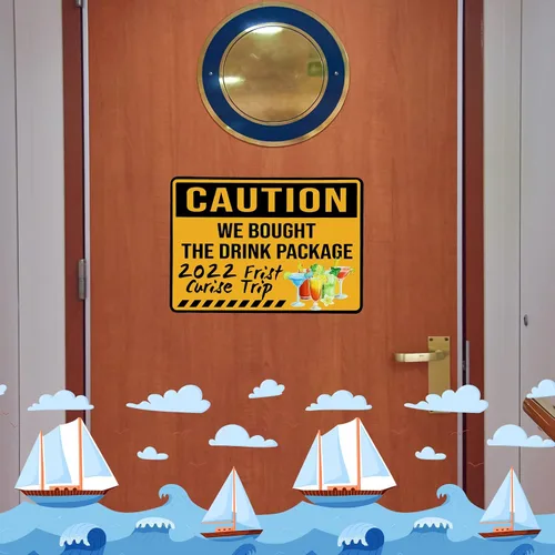 Miniatura 3 de LEIFIDE 2 piezas de imanes de puerta de crucero, decoraciones grandes de precaución, divertidas calcomanías de cabina para carnaval, puerta