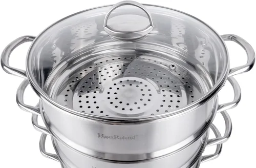 Miniatura 8 de Olla de vapor de acero inoxidable de 3 niveles con tapa, olla de vapor para cocinar (3 niveles), olla de cocina de múltiples capas, sartén de cocina