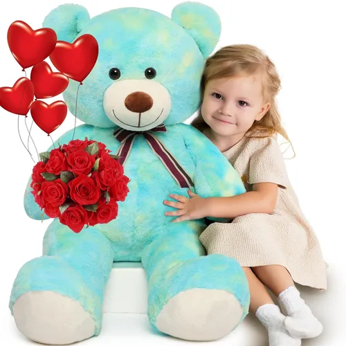 Miniatura 17 de Tezituor Oso de peluche grande de 59 pulgadas, animal de peluche negro gigante para baby shower, Navidad, día de San Valentín o cumpleaños, oso