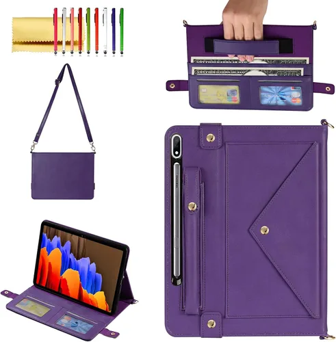 Miniatura 88 de Bolso Funda para Samsung Galaxy Tab S10 FE/S9 FE 10.9"/S9/S8/S7 11", Techcircle Folio con Soporte Cruzado, Billetera con Ranura para Lápiz S Pen