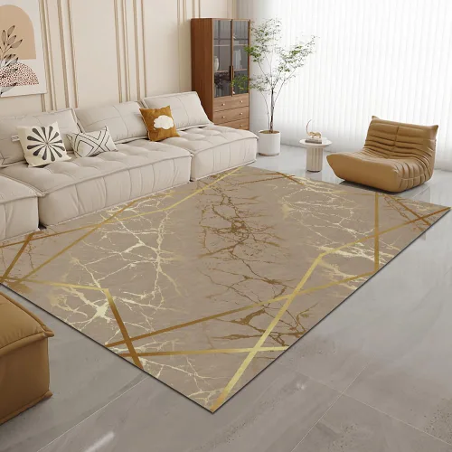 Vintage Gold Marble Area Rug, 2x3ft Modern Luxury Indoor Floor Rug, Non-Slip Easy to Clean Carpet Soft Durable for Bedroom Living Room Game Room