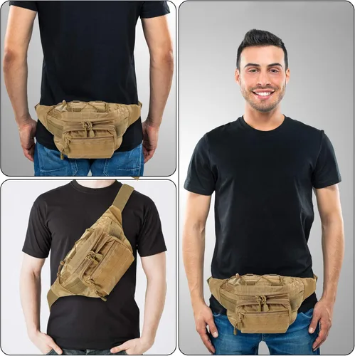 Miniatura 6 de FRTKK - Riñonera táctica militar con parche de bandera de EE. UU., bolsa de cintura de utilidad con correa ajustable para actividades al aire libre