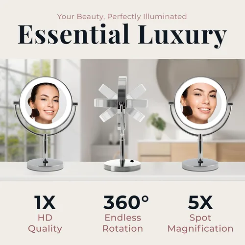 Miniatura 2 de Zadro Laguna Espejo de maquillaje de 11 pulgadas con luces y aumento LED iluminado espejo de maquillaje con aumento 5X/1X