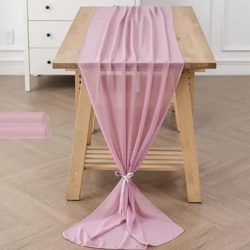 Miniatura 43 de Paquete de 2 caminos de mesa de gasa de 10 pies de 29 x 120 pulgadas, camino de mesa romántico transparente para boda, fiesta de cumpleaños